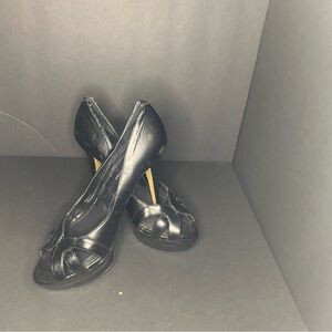 BCBGeneration Black Peep-Toe Heels